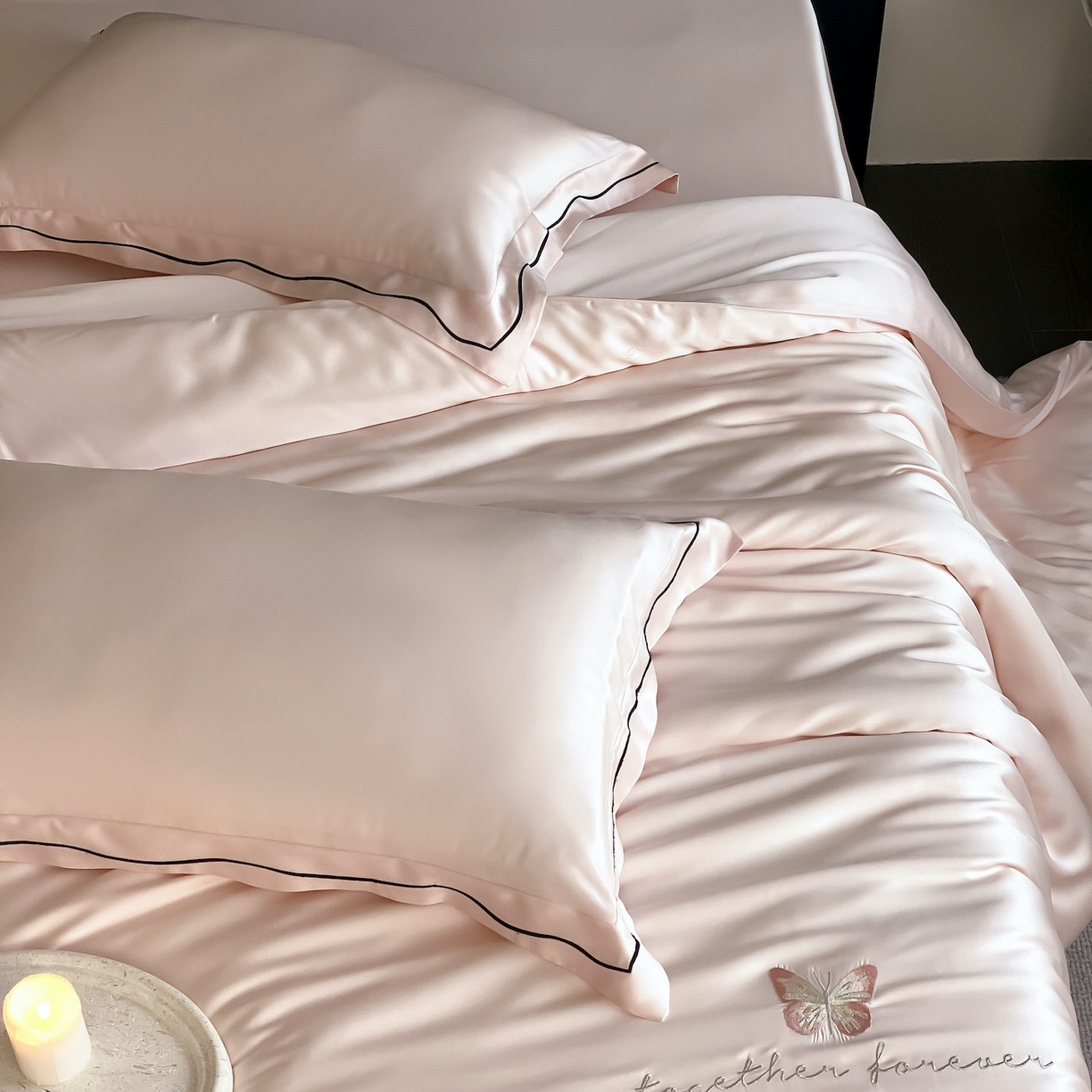 91家纺网 家纺一手货源 找家纺 FORTWO家纺原创设计（FOR TWO家纺） 2026新款兰精天丝绣枕套单枕套枕套单件 秘境-粉