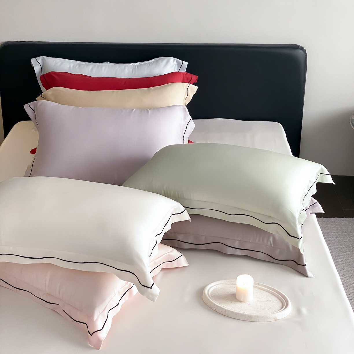 FORTWO家纺原创设计（FOR TWO家纺） 2026新款兰精天丝绣枕套单枕套枕套单件 组合图 仅供参考