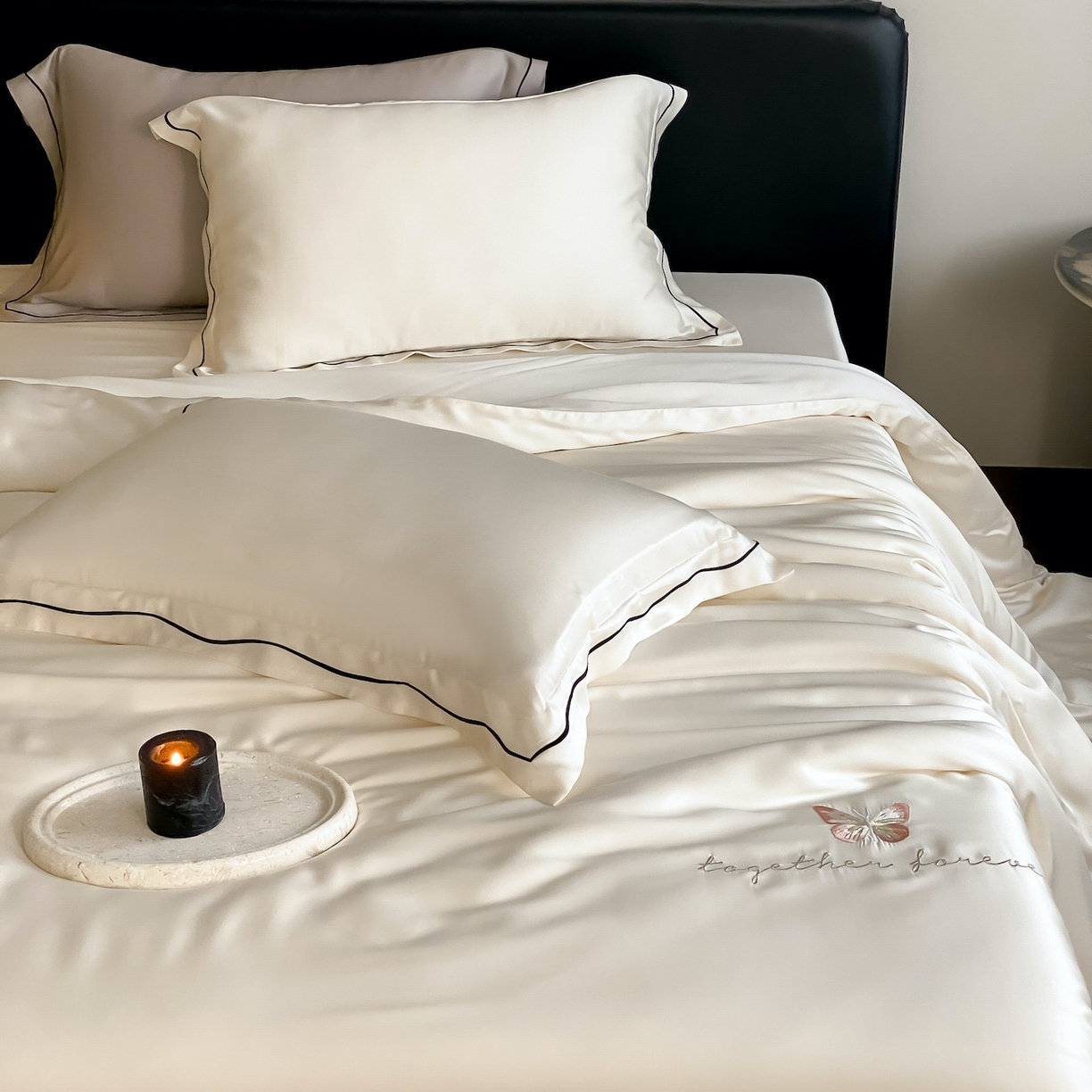 FORTWO家纺原创设计（FOR TWO家纺） 2026新款兰精天丝绣枕套单枕套枕套单件 秘境-奶白