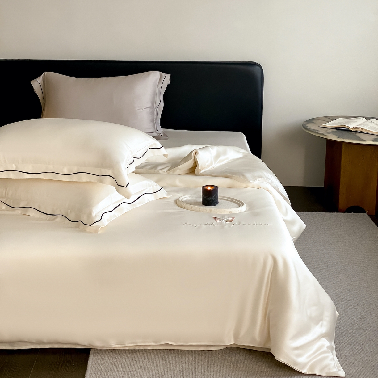 91家纺网 家纺一手货源 找家纺 FORTWO家纺原创设计（FOR TWO家纺） 2026新款兰精天丝绣枕套单枕套枕套单件 秘境-奶白