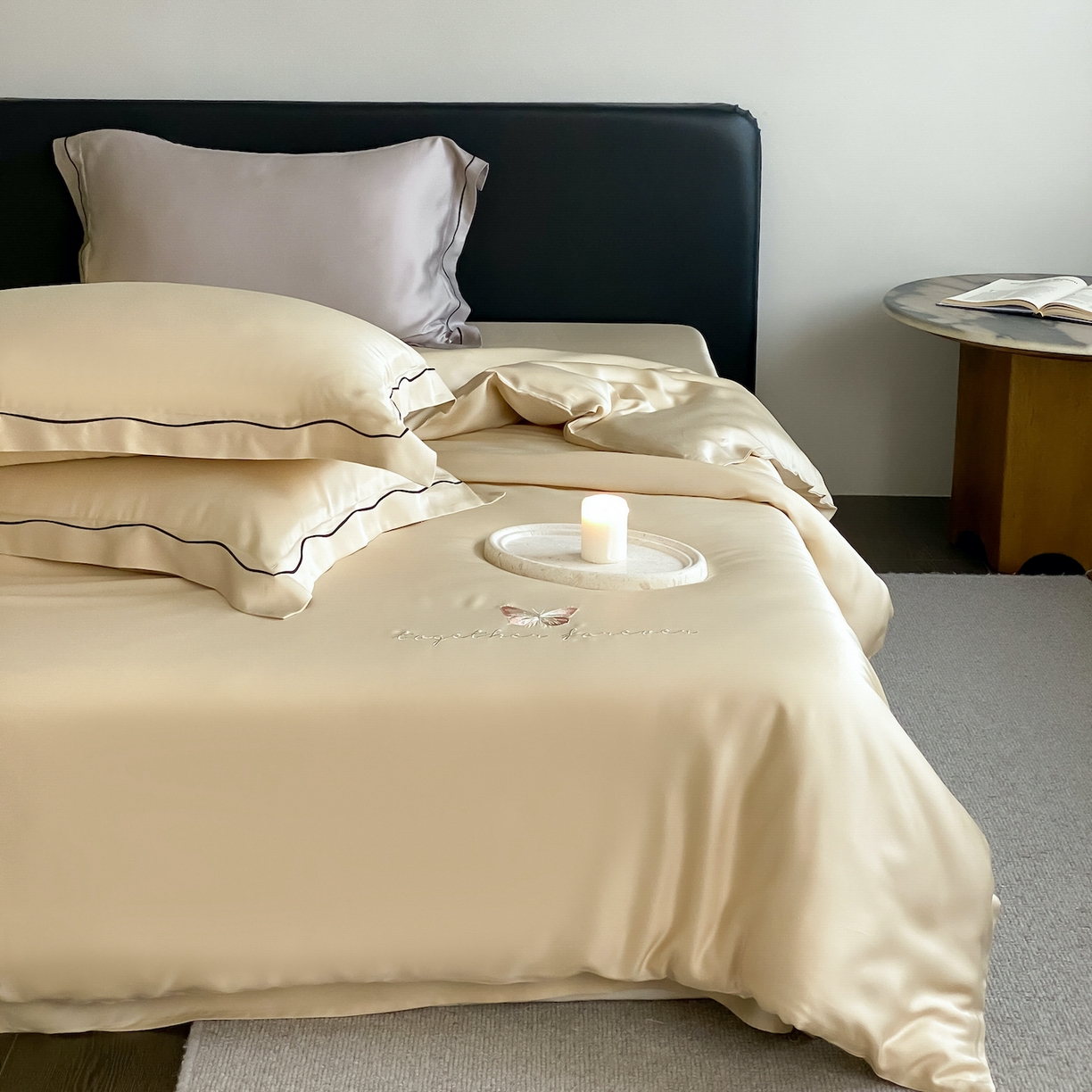 91家纺网 家纺一手货源 找家纺 FORTWO家纺原创设计（FOR TWO家纺） 2026新款兰精天丝绣枕套单枕套枕套单件 秘境-香槟