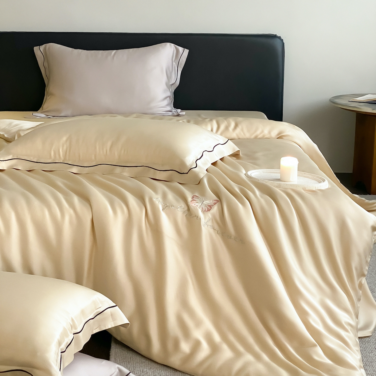 91家纺网 家纺一手货源 找家纺 FORTWO家纺原创设计（FOR TWO家纺） 2026新款兰精天丝绣枕套单枕套枕套单件 秘境-香槟