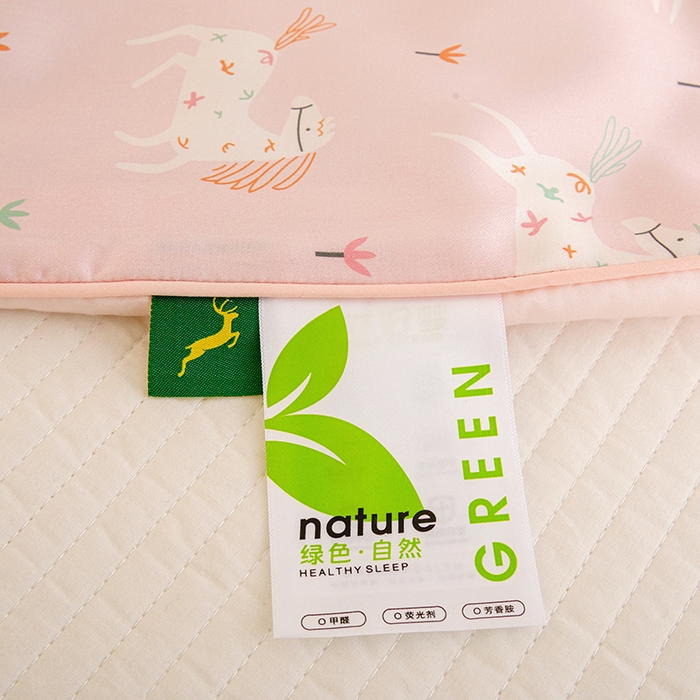 91家纺网 家纺一手货源 找家纺 十九色 2026新款50莱赛尔卡通印花儿童夏被同款枕头枕芯 星花小马