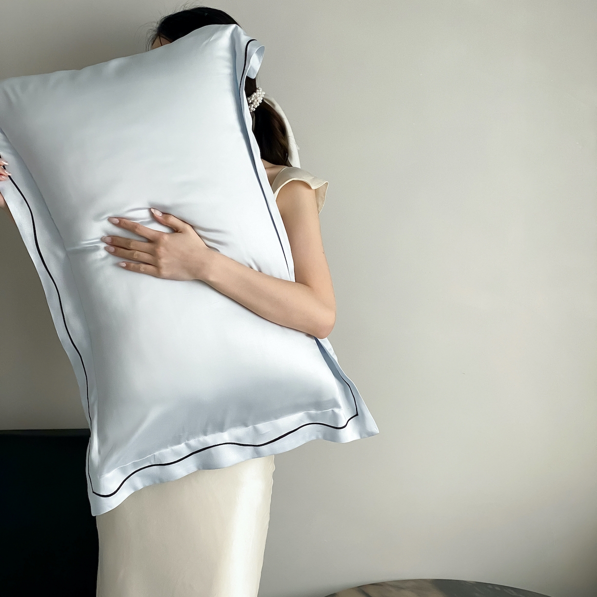 91家纺网 家纺一手货源 找家纺 FORTWO家纺原创设计（FOR TWO家纺） 2026新款兰精天丝绣枕套单枕套枕套单件 秘境-蓝