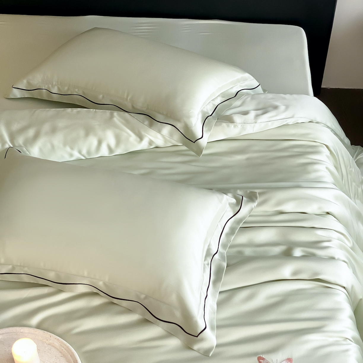 91家纺网 家纺一手货源 找家纺 FORTWO家纺原创设计（FOR TWO家纺） 2026新款兰精天丝绣枕套单枕套枕套单件 秘境-绿