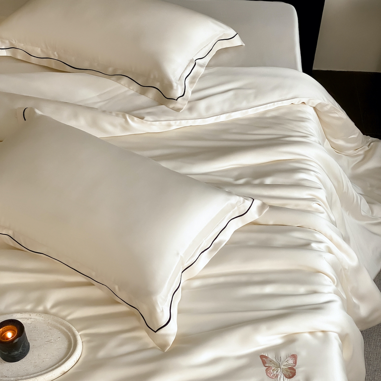 91家纺网 家纺一手货源 找家纺 FORTWO家纺原创设计（FOR TWO家纺） 2026新款兰精天丝绣花床单单床单床单单件 秘境-奶白