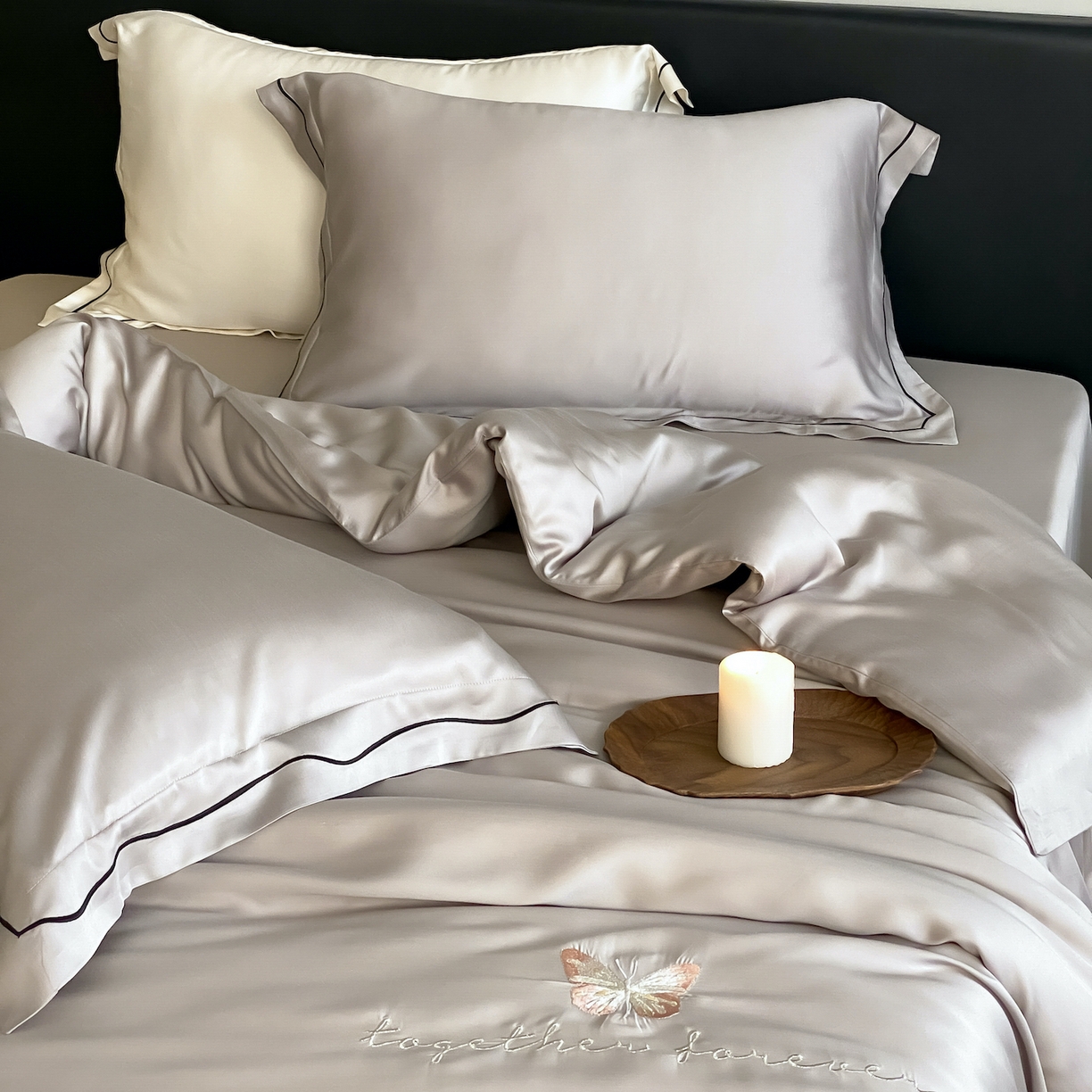 91家纺网 家纺一手货源 找家纺 FORTWO家纺原创设计（FOR TWO家纺） 2026新款兰精天丝绣花床单单床单床单单件 秘境-灰