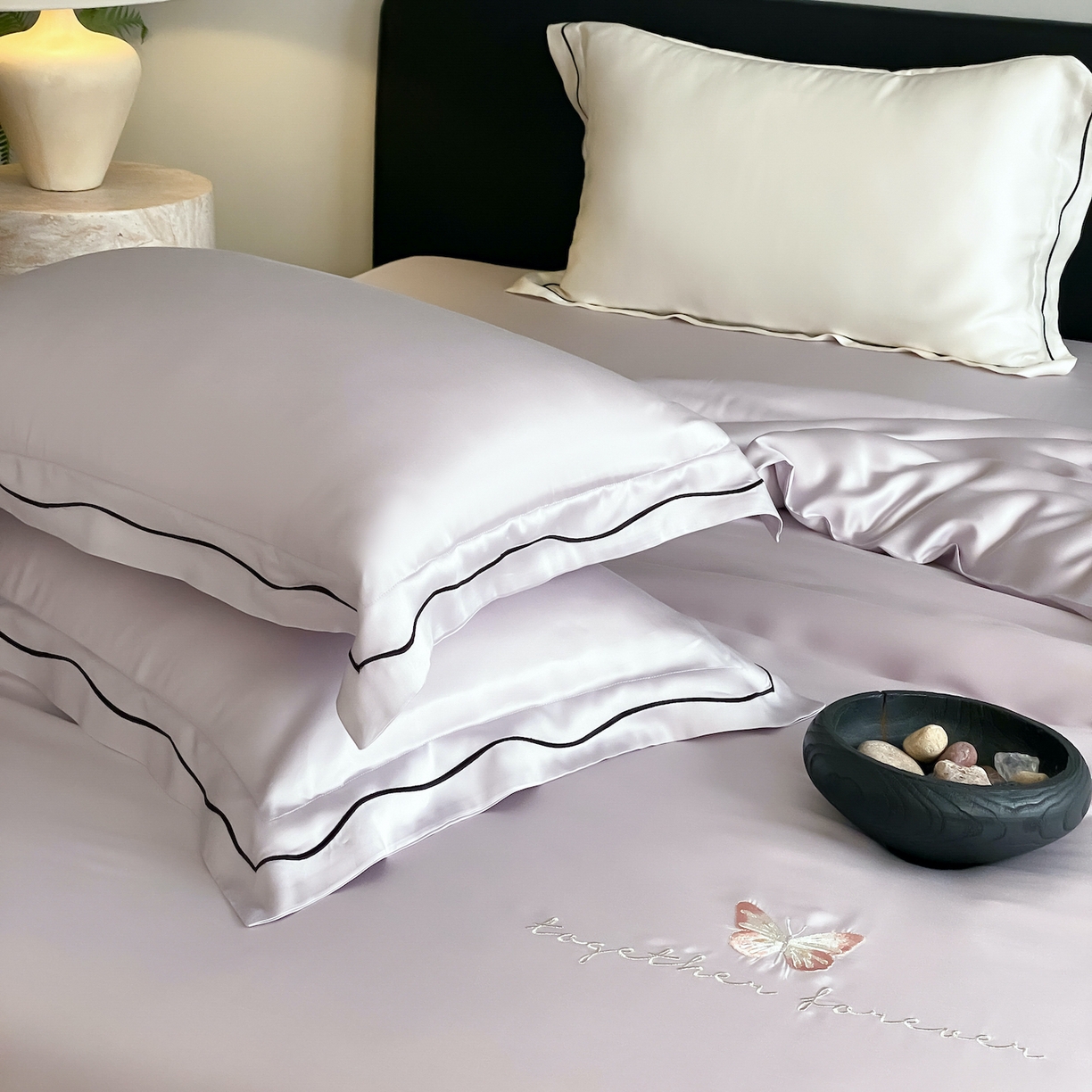 91家纺网 家纺一手货源 找家纺 FORTWO家纺原创设计（FOR TWO家纺） 2026新款兰精天丝绣花床单单床单床单单件 秘境-紫