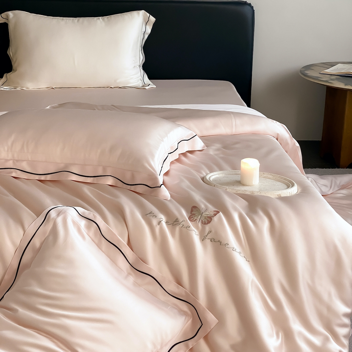 91家纺网 家纺一手货源 找家纺 FORTWO家纺原创设计（FOR TWO家纺） 2026新款兰精天丝绣花床单单床单床单单件 秘境-粉