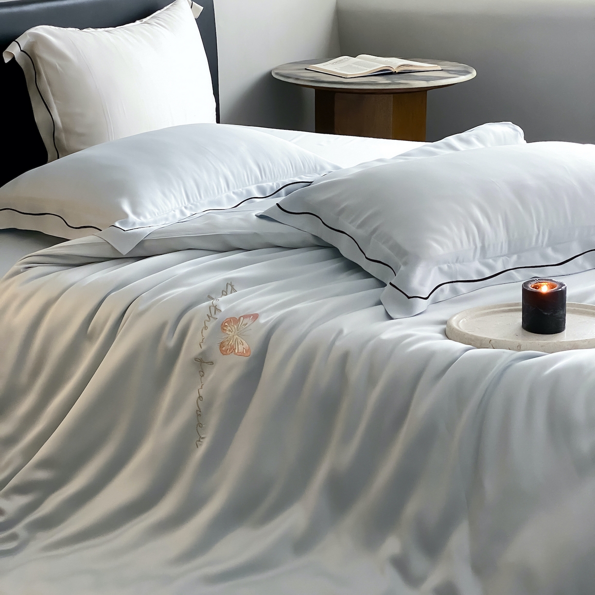 91家纺网 家纺一手货源 找家纺 （总）FORTWO家纺原创设计（FOR TWO家纺） 2026新款兰精天丝绣花床笠单床笠床笠单件