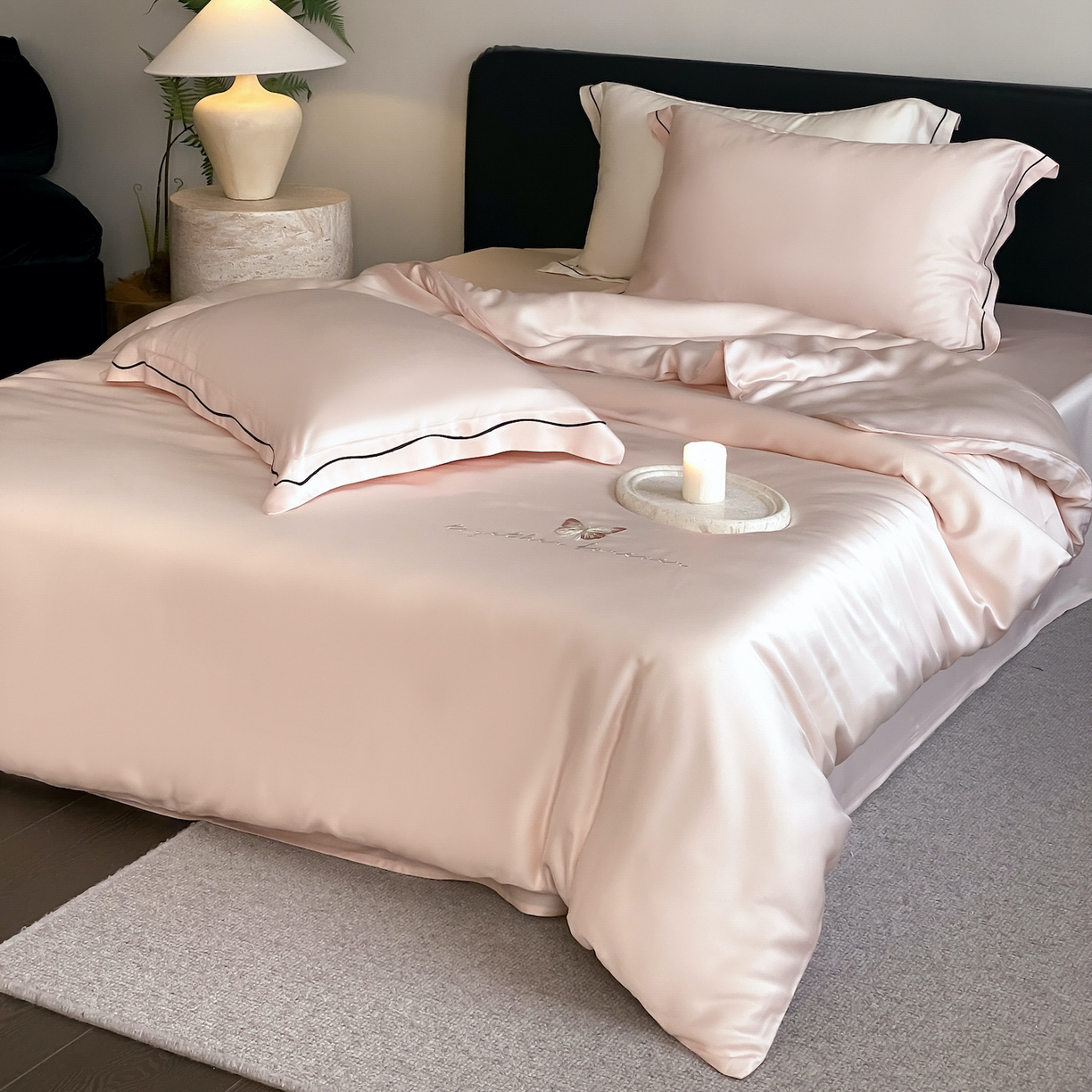 91家纺网 家纺一手货源 找家纺 （总）FORTWO家纺原创设计（FOR TWO家纺） 2026新款兰精天丝绣花床笠单床笠床笠单件