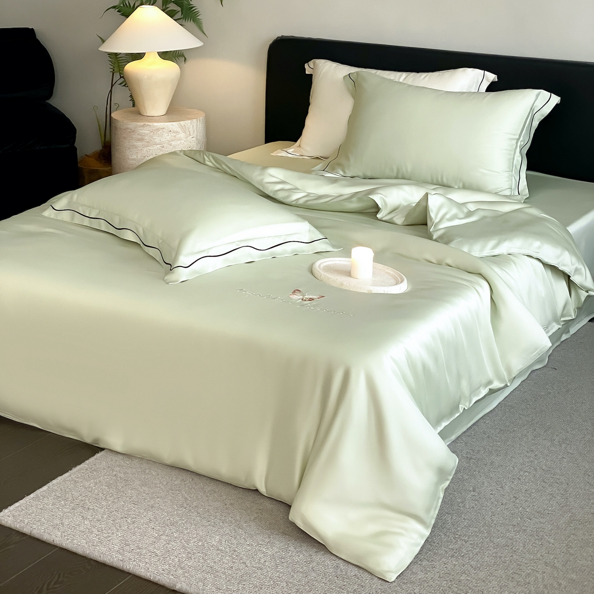 FORTWO家纺原创设计（FOR TWO家纺） 2026新款兰精天丝绣花床笠单床笠床笠单件 秘境-绿