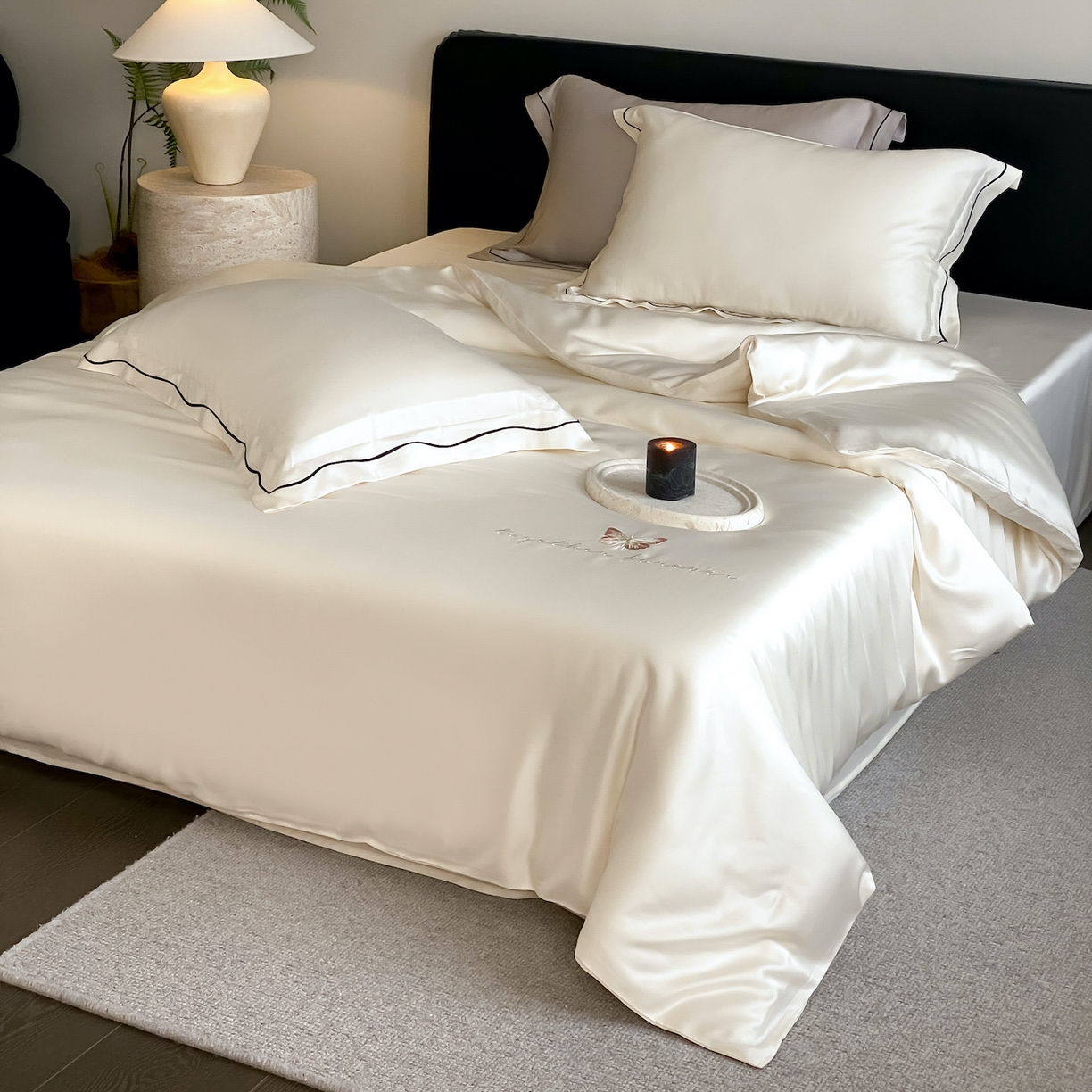 FORTWO家纺原创设计（FOR TWO家纺） 2026新款兰精天丝绣花床笠单床笠床笠单件 秘境-奶白