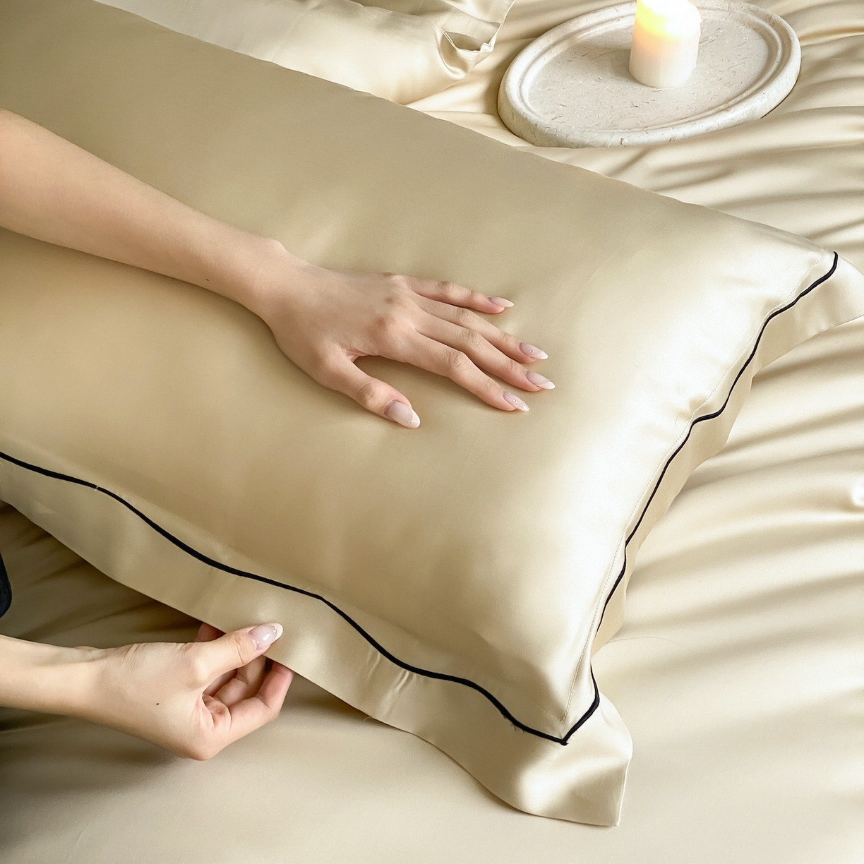 91家纺网 家纺一手货源 找家纺 FORTWO家纺原创设计（FOR TWO家纺） 2026新款兰精天丝绣花四件套 秘境-香槟