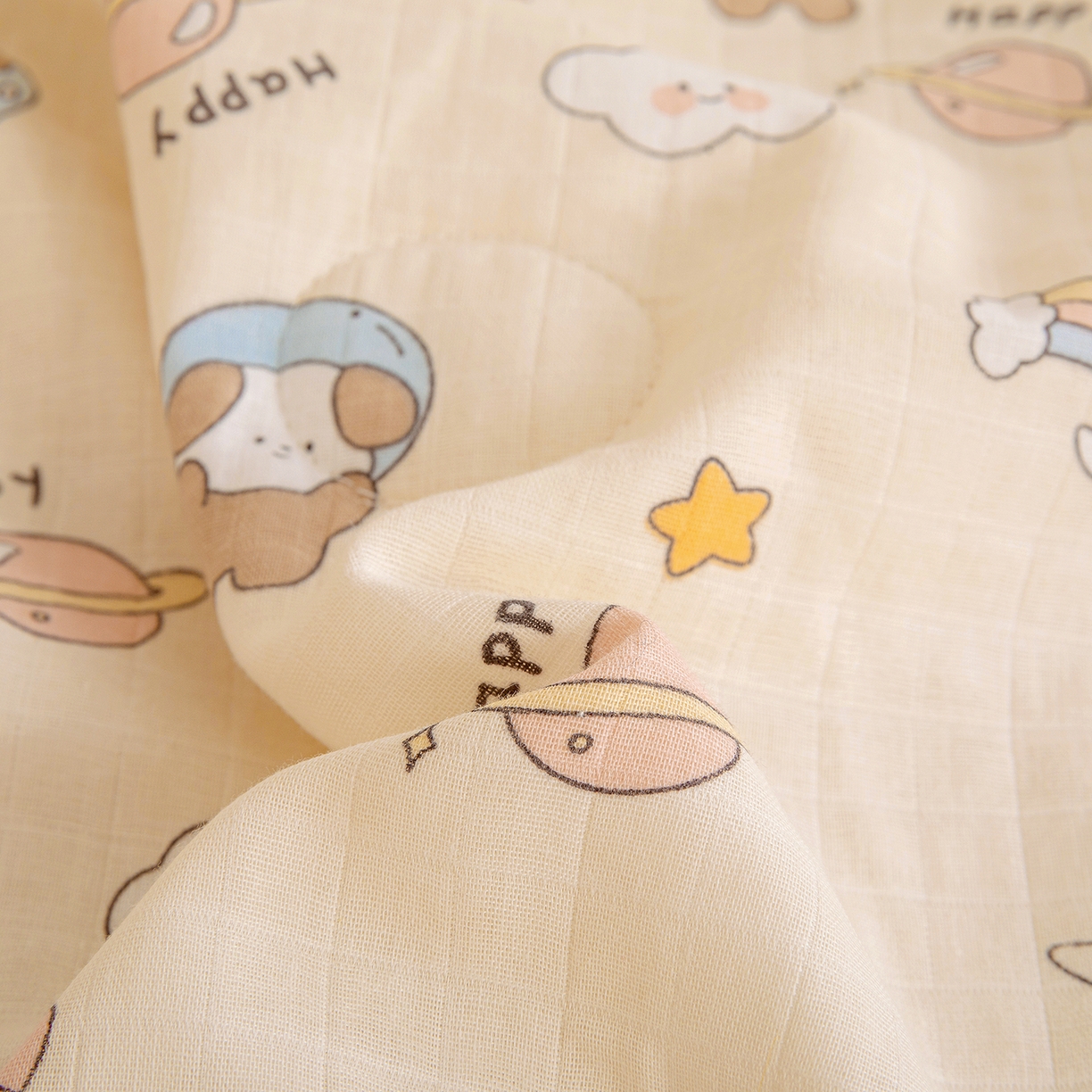 91家纺网 家纺一手货源 找家纺 十九色 2026春夏新款全棉华夫格纱布凉感防踢被拥抱被夏被夏凉被空调被 遨游太空