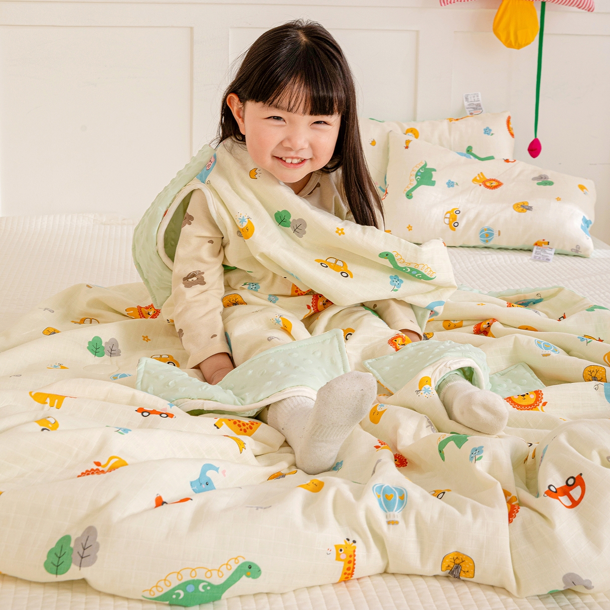 91家纺网 家纺一手货源 找家纺 十九色 2026春夏新款全棉华夫格纱布凉感防踢被拥抱被夏被夏凉被空调被 萌宠车旅