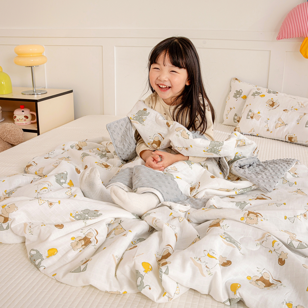 91家纺网 家纺一手货源 找家纺 十九色 2026春夏新款全棉华夫格纱布凉感防踢被拥抱被夏被夏凉被空调被 小伙伴