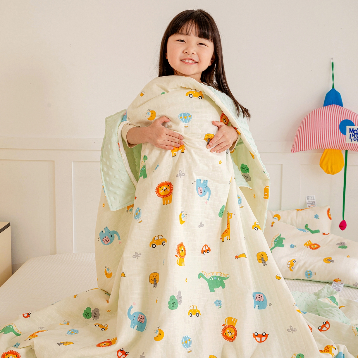 91家纺网 家纺一手货源 找家纺 十九色 2026春夏新款全棉华夫格纱布凉感防踢被拥抱被夏被夏凉被空调被 萌宠车旅