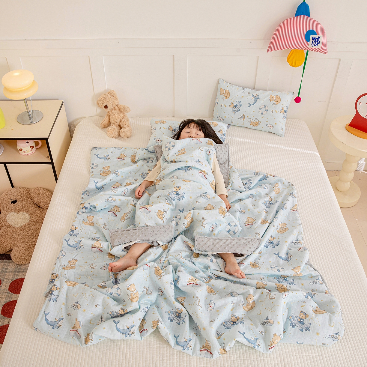 91家纺网 家纺一手货源 找家纺 十九色 2026春夏新款全棉华夫格纱布凉感防踢被拥抱被夏被夏凉被空调被 航海家