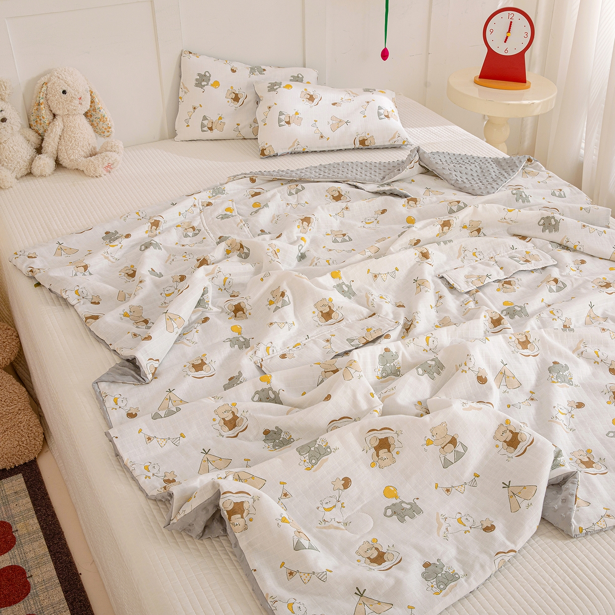 91家纺网 家纺一手货源 找家纺 十九色 2026春夏新款全棉华夫格纱布凉感防踢被拥抱被夏被夏凉被空调被 小伙伴