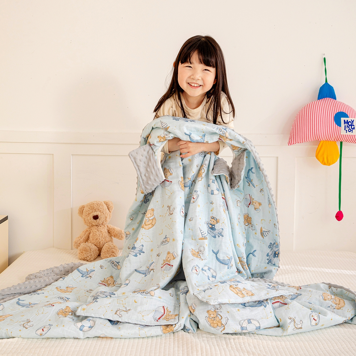 91家纺网 家纺一手货源 找家纺 十九色 2026春夏新款全棉华夫格纱布凉感防踢被拥抱被夏被夏凉被空调被 航海家