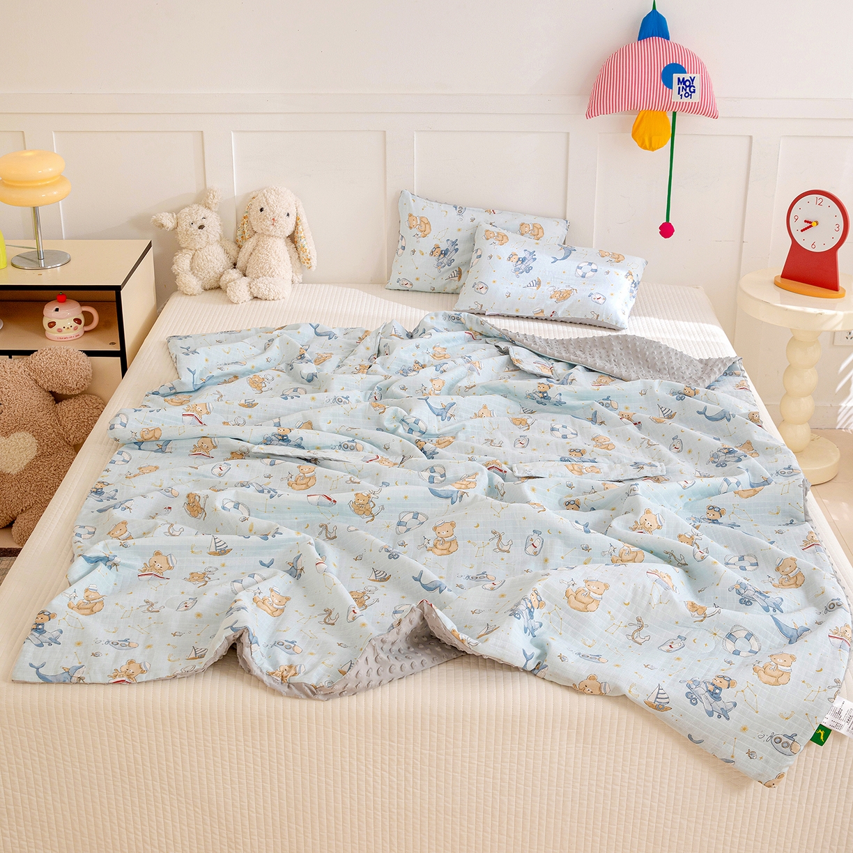 91家纺网 家纺一手货源 找家纺 十九色 2026春夏新款全棉华夫格纱布凉感防踢被拥抱被夏被夏凉被空调被 航海家