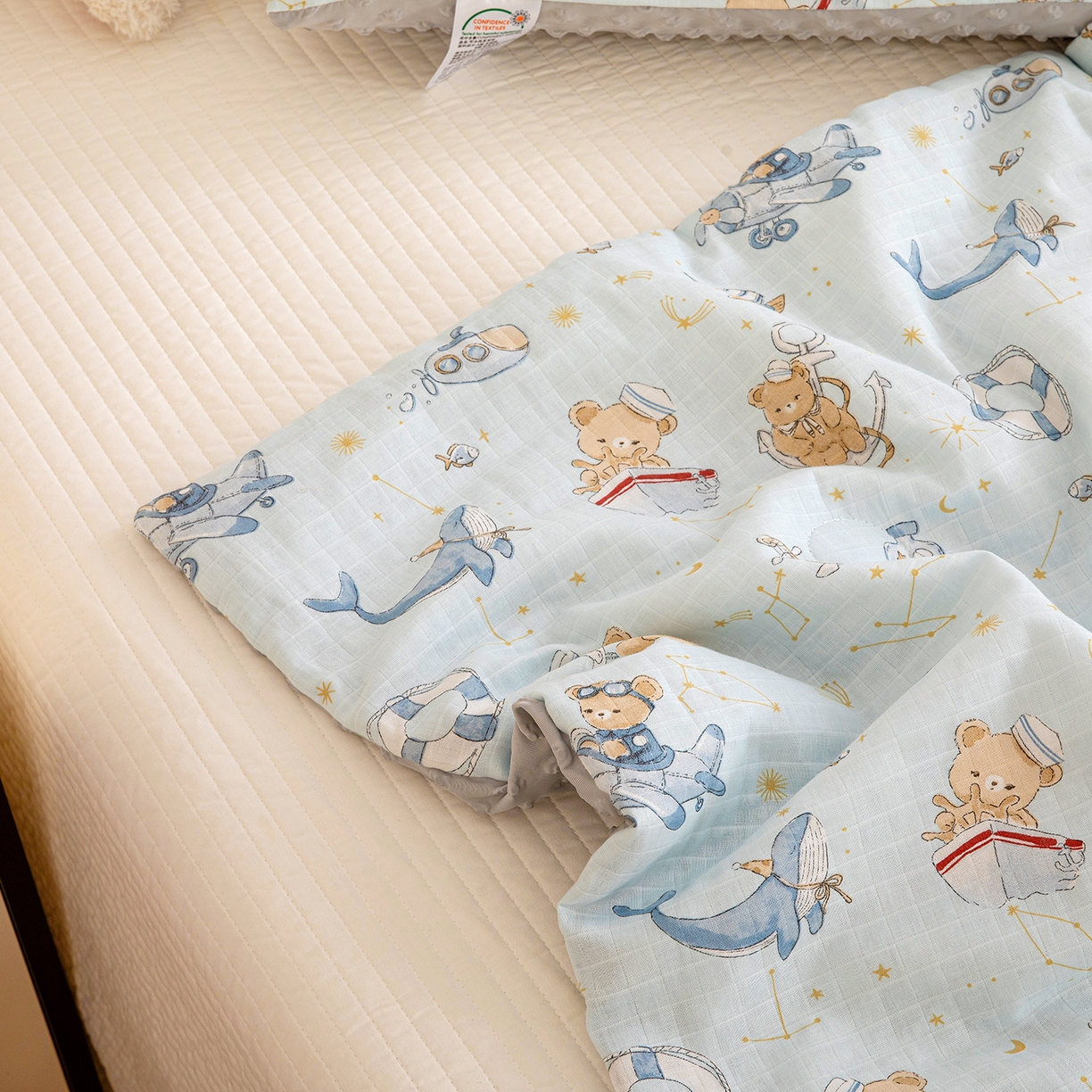 91家纺网 家纺一手货源 找家纺 十九色 2026春夏新款全棉华夫格纱布凉感防踢被拥抱被夏被夏凉被空调被 航海家