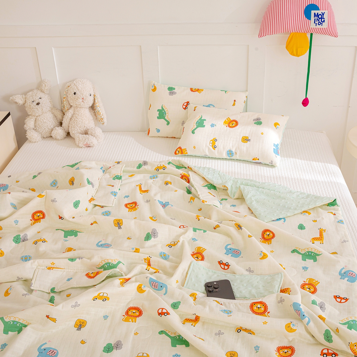 91家纺网 家纺一手货源 找家纺 十九色 2026春夏新款全棉华夫格纱布凉感防踢被拥抱被夏被夏凉被空调被 萌宠车旅