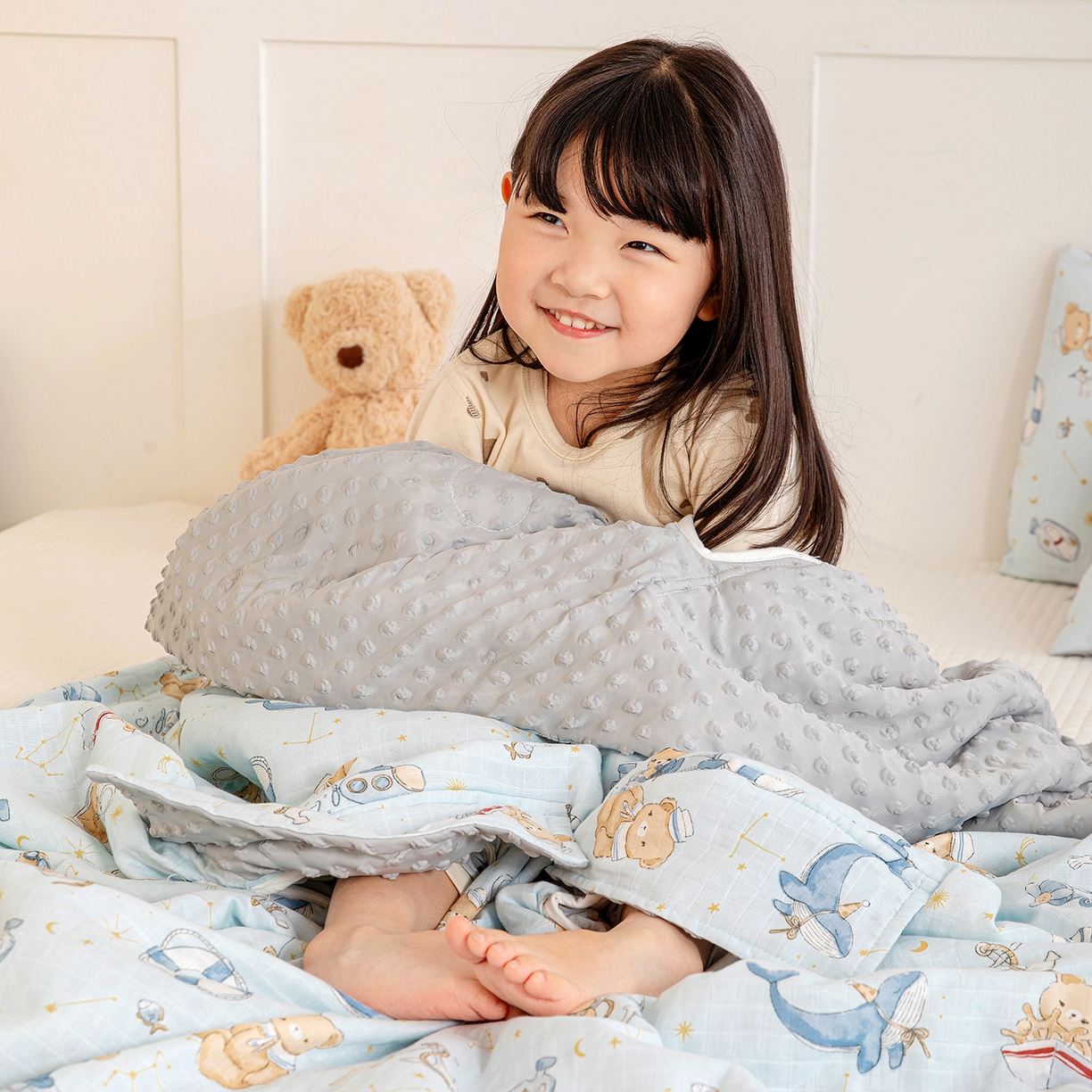 91家纺网 家纺一手货源 找家纺 十九色 2026春夏新款全棉华夫格纱布凉感防踢被拥抱被夏被夏凉被空调被 航海家