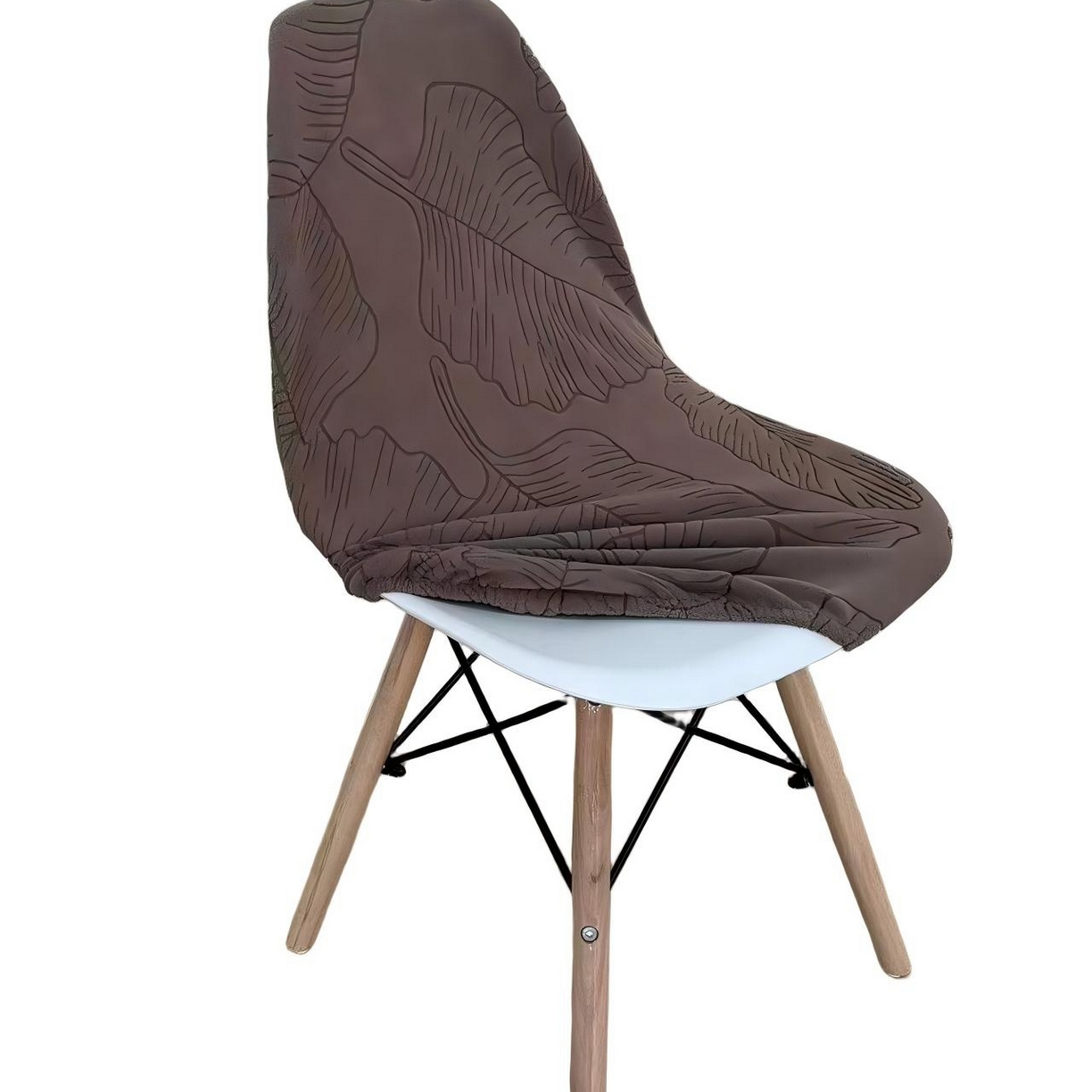 91家纺网 家纺一手货源 找家纺 逐日沙发套 2026新款外贸新款小弧形-贝壳椅套 叶沙咖色