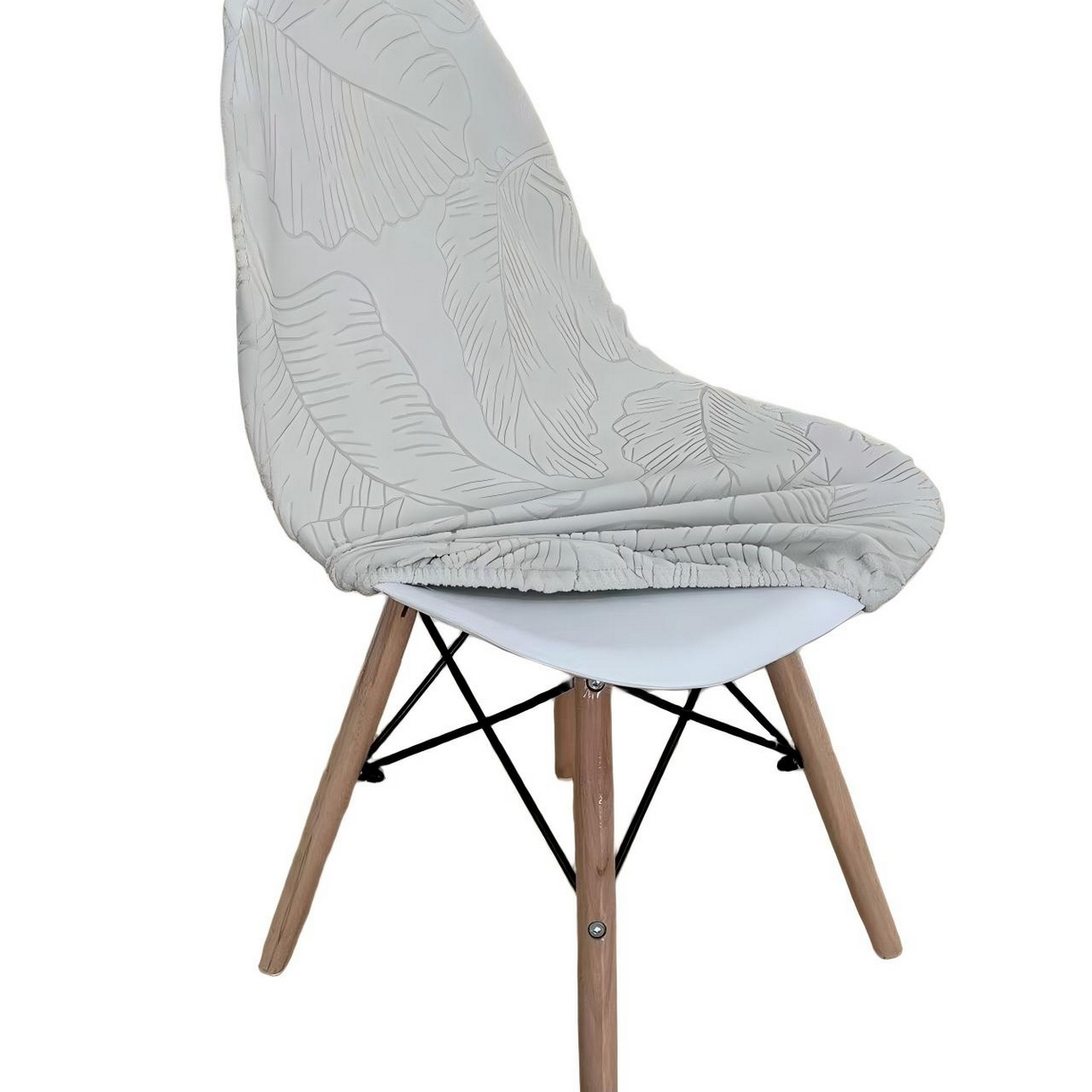 91家纺网 家纺一手货源 找家纺 逐日沙发套 2026新款外贸新款小弧形-贝壳椅套 叶沙浅灰