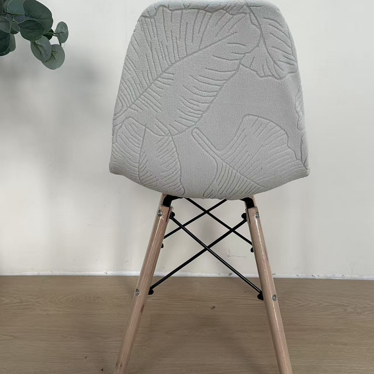 91家纺网 家纺一手货源 找家纺 逐日沙发套 2026新款外贸新款小弧形-贝壳椅套 叶沙浅灰