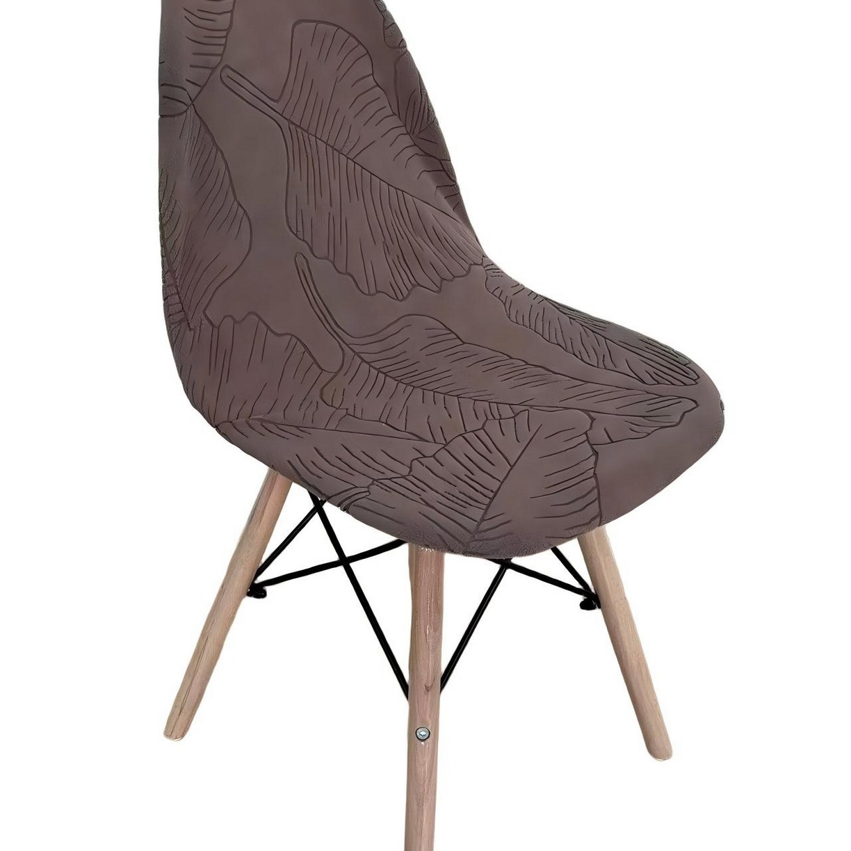 91家纺网 家纺一手货源 找家纺 逐日沙发套 2026新款外贸新款小弧形-贝壳椅套 叶沙咖色