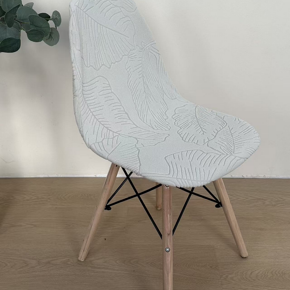 91家纺网 家纺一手货源 找家纺 逐日沙发套 2026新款外贸新款小弧形-贝壳椅套 叶沙浅灰