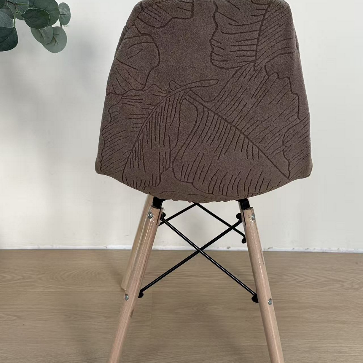 91家纺网 家纺一手货源 找家纺 逐日沙发套 2026新款外贸新款小弧形-贝壳椅套 叶沙咖色