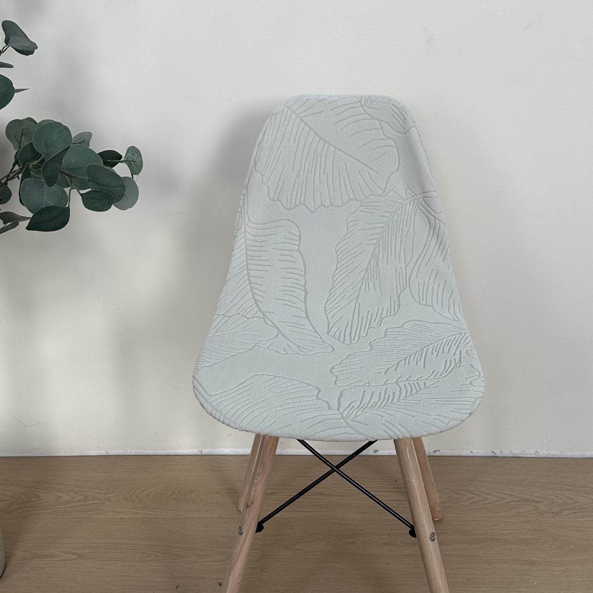 91家纺网 家纺一手货源 找家纺 逐日沙发套 2026新款外贸新款小弧形-贝壳椅套 叶沙浅灰