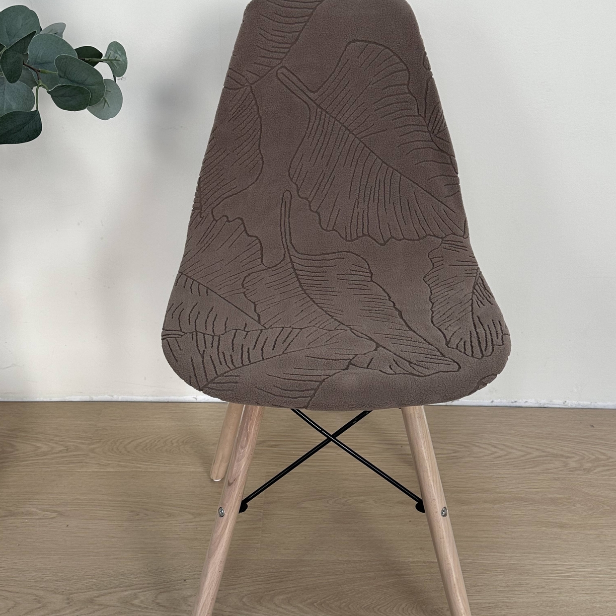 91家纺网 家纺一手货源 找家纺 逐日沙发套 2026新款外贸新款小弧形-贝壳椅套 叶沙咖色