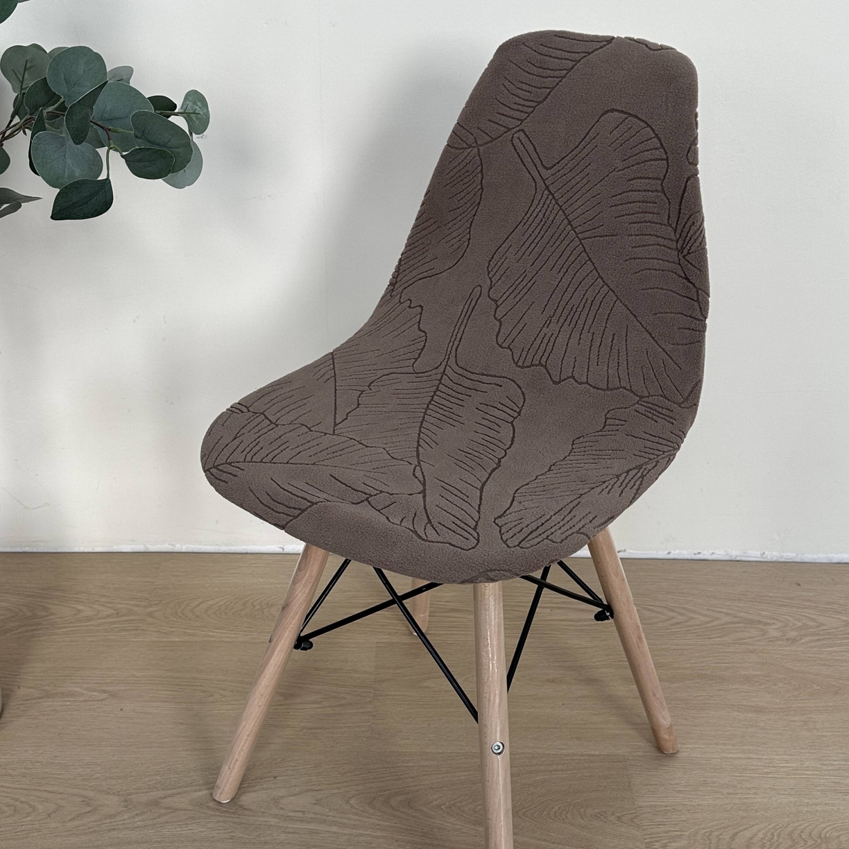 91家纺网 家纺一手货源 找家纺 逐日沙发套 2026新款外贸新款小弧形-贝壳椅套 叶沙咖色