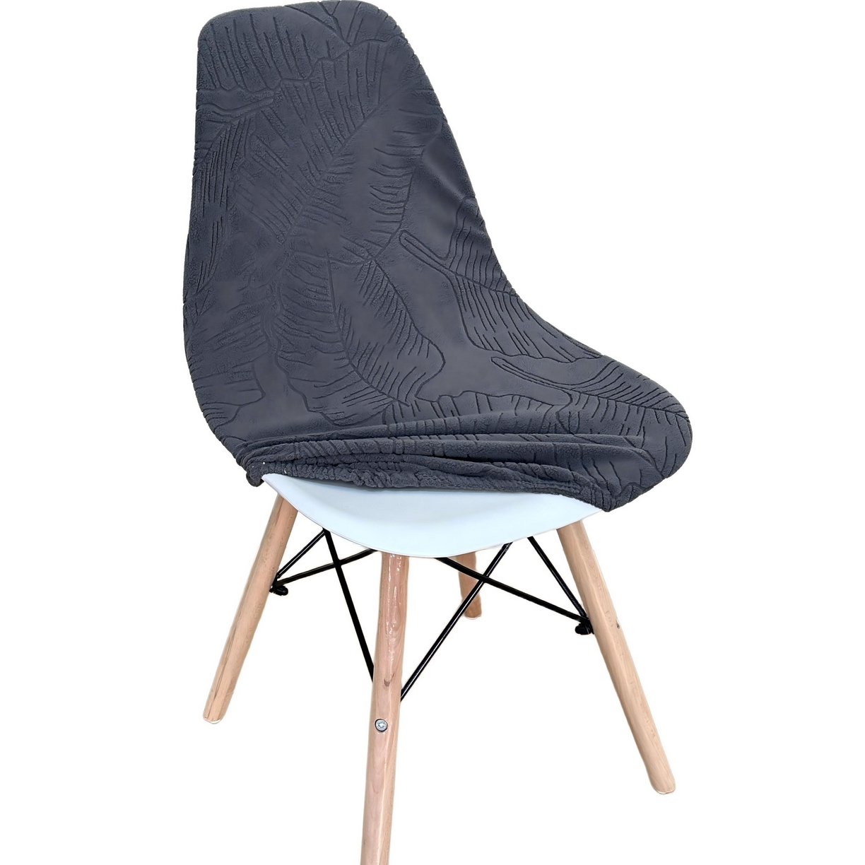 91家纺网 家纺一手货源 找家纺 逐日沙发套 2026新款外贸新款小弧形-贝壳椅套 叶沙深灰