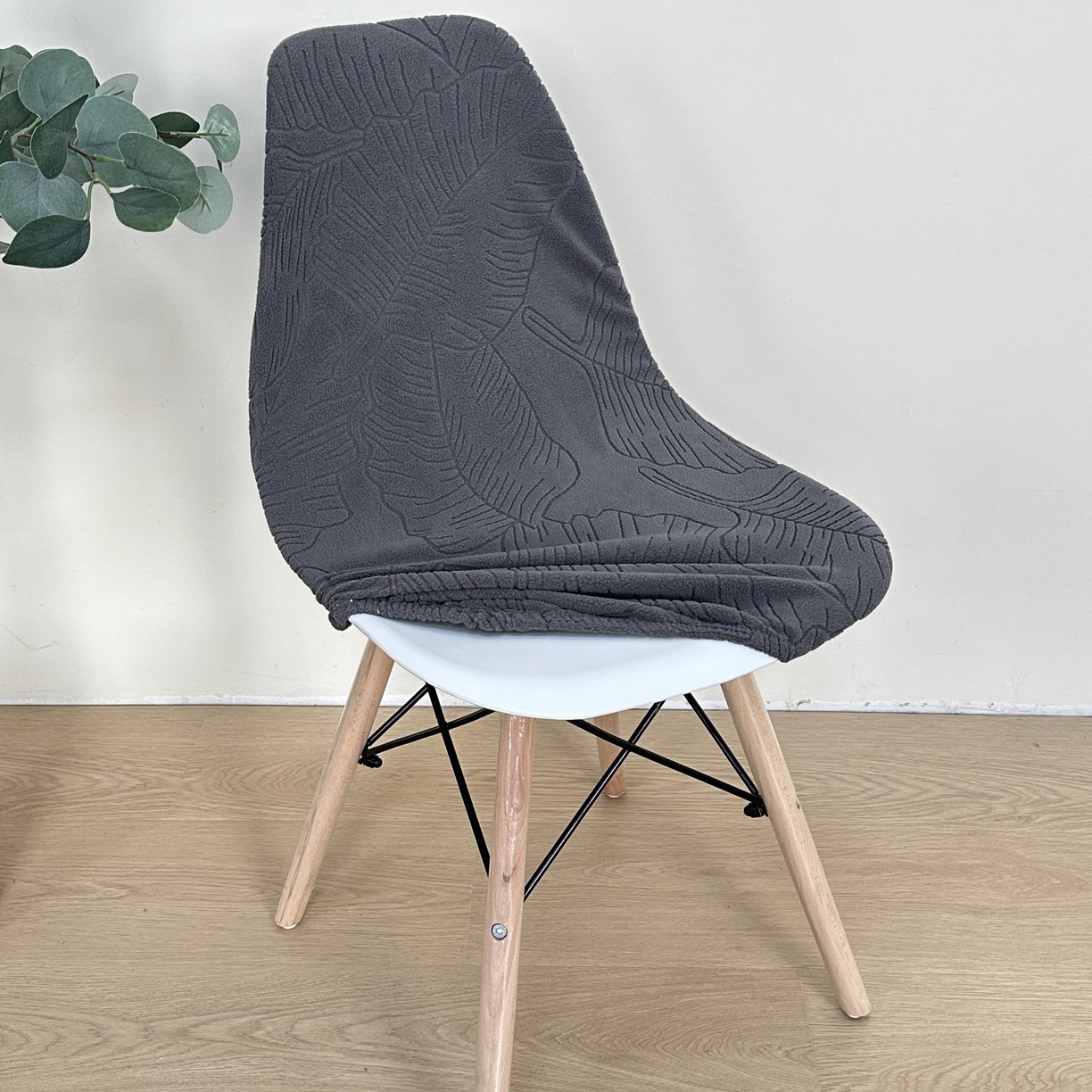 91家纺网 家纺一手货源 找家纺 逐日沙发套 2026新款外贸新款小弧形-贝壳椅套 叶沙深灰