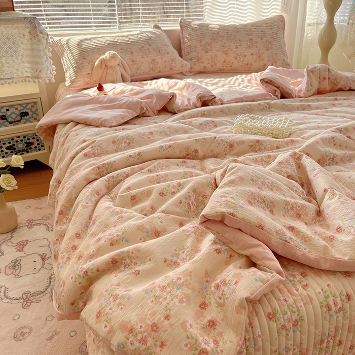 91家纺网 家纺一手货源 找家纺 （总）玉海棠家纺 2026新款A类云感双层纱7A抗菌夏被夏凉被空调被四件套