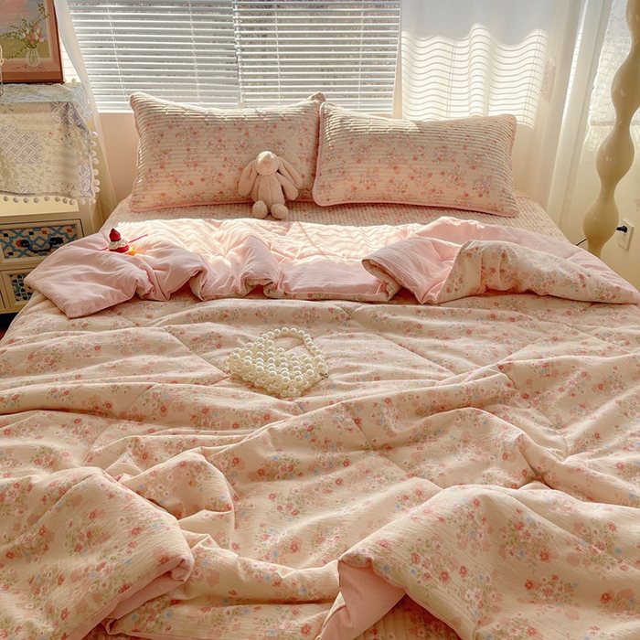 91家纺网 家纺一手货源 找家纺 （总）玉海棠家纺 2026新款A类云感双层纱7A抗菌夏被夏凉被空调被四件套