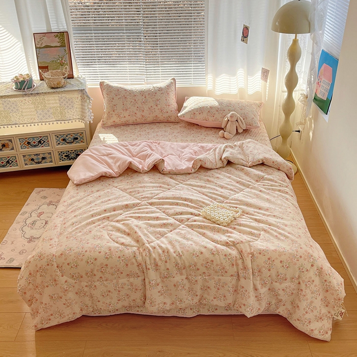 91家纺网 家纺一手货源 找家纺 （总）玉海棠家纺 2026新款A类云感双层纱7A抗菌夏被夏凉被空调被四件套