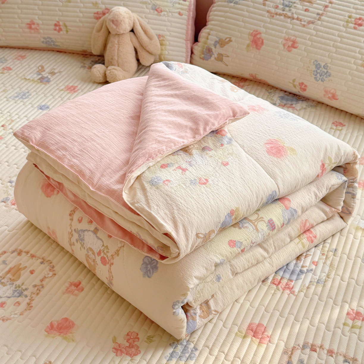 91家纺网 家纺一手货源 找家纺 （总）玉海棠家纺 2026新款A类云感双层纱7A抗菌夏被夏凉被空调被四件套