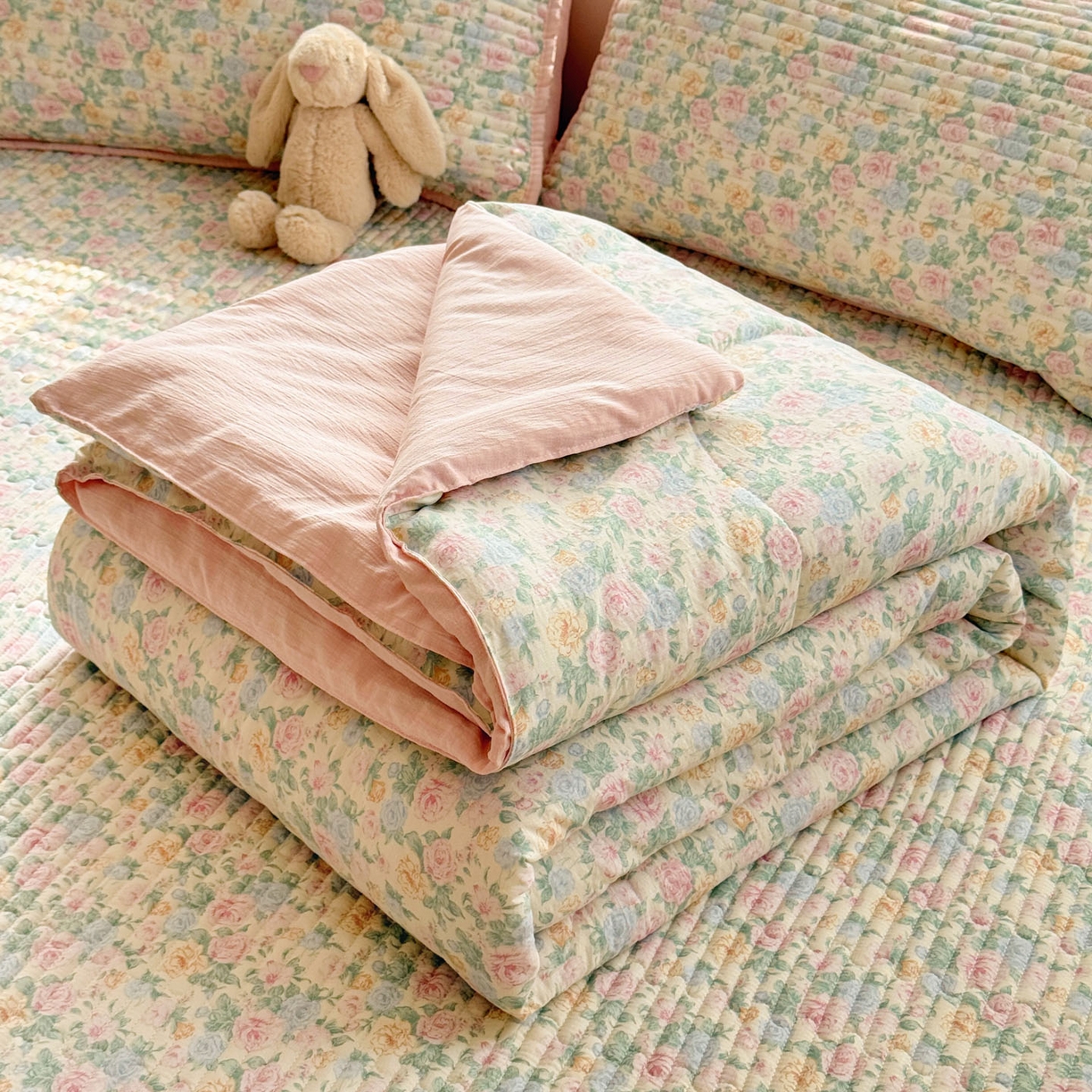 玉海棠家纺 2026新款A类云感双层纱7A抗菌夏被夏凉被空调被四件套 繁华里