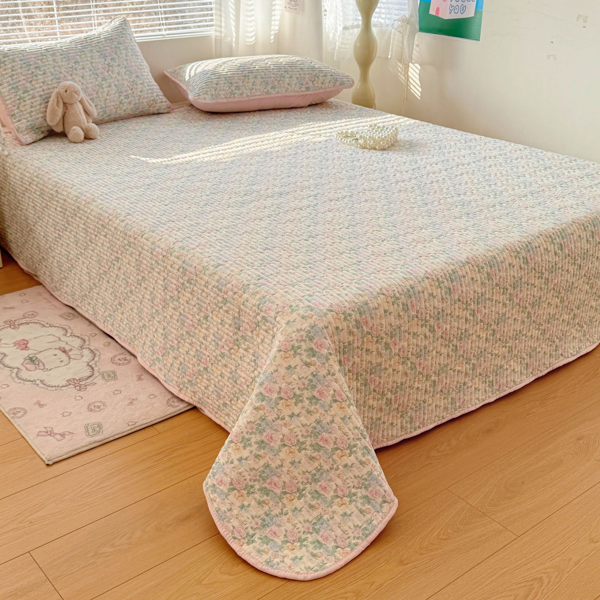 91家纺网 家纺一手货源 找家纺 玉海棠家纺 2026新款A类云感双层纱7A抗菌夏被夏凉被空调被四件套 繁华里