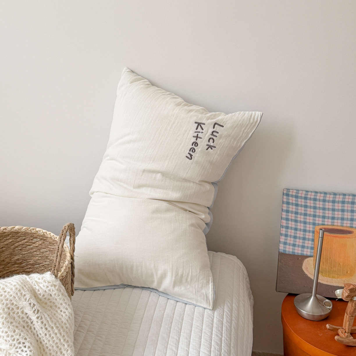 91家纺网 家纺一手货源 找家纺 FORTWO家纺原创设计（FOR TWO家纺） 2026新款双层纱单品枕套单枕套枕套单件 LUCK