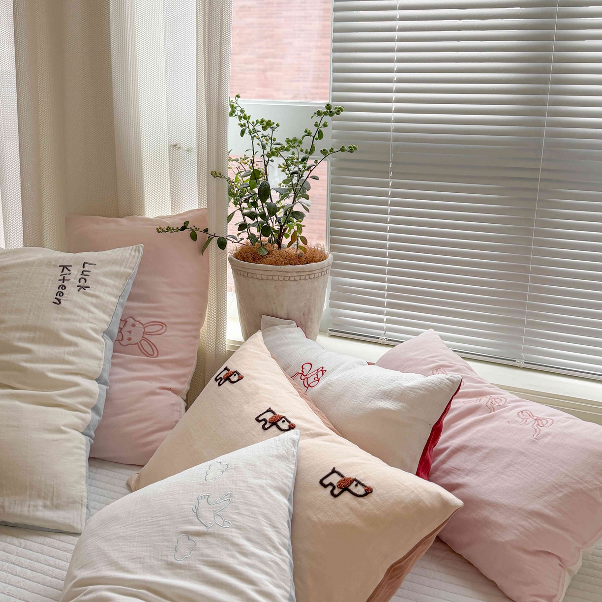 91家纺网 家纺一手货源 找家纺 FORTWO家纺原创设计（FOR TWO家纺） 2026新款双层纱单品枕套单枕套枕套单件 组合图 仅供参考