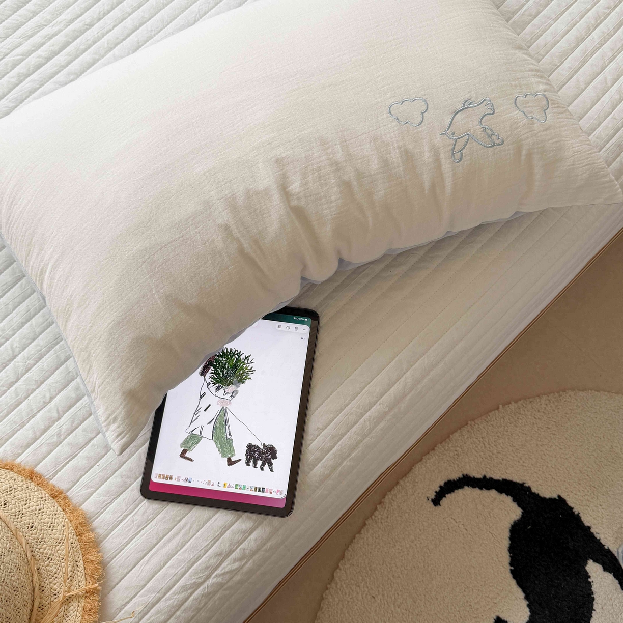 91家纺网 家纺一手货源 找家纺 FORTWO家纺原创设计（FOR TWO家纺） 2026新款双层纱单品枕套单枕套枕套单件 海鸥