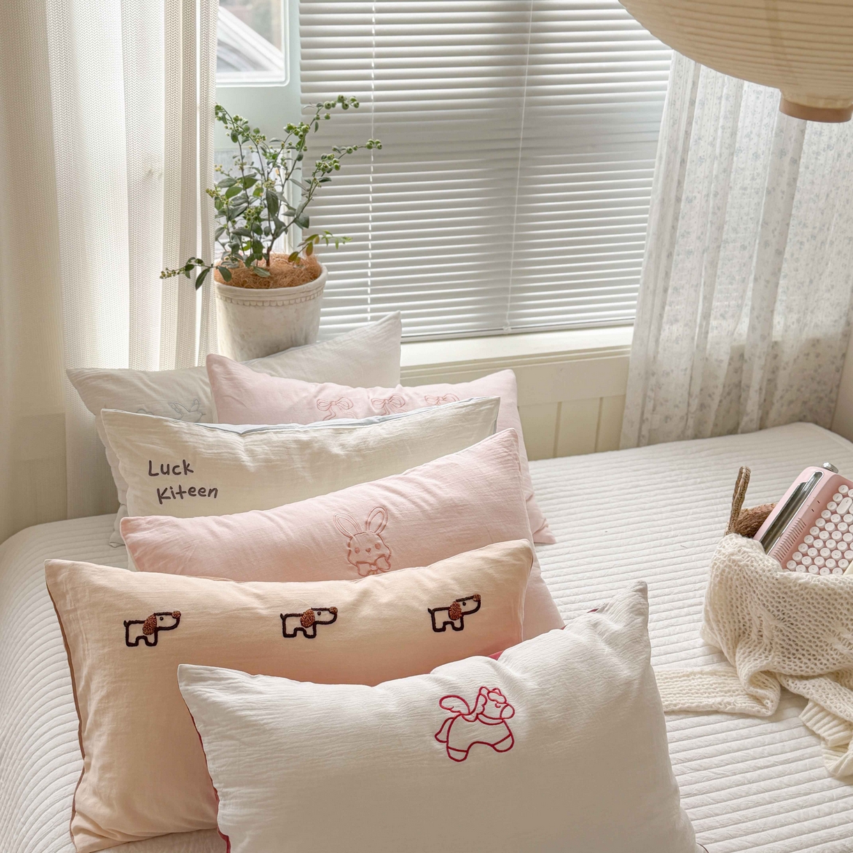 91家纺网 家纺一手货源 找家纺 FORTWO家纺原创设计（FOR TWO家纺） 2026新款双层纱单品枕套单枕套枕套单件 组合图 仅供参考